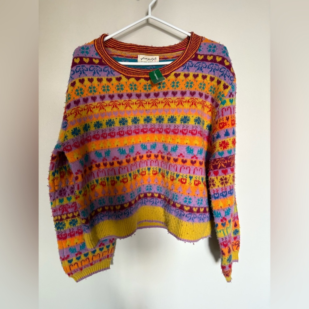 NWT- Free People Multicolor Knit wool Sweater brand new - Picture 13 of 16